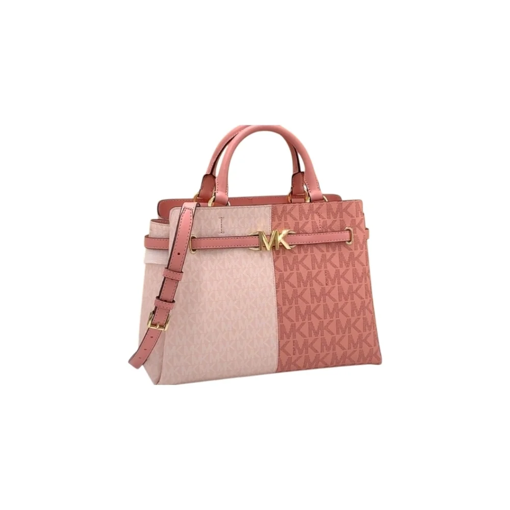 NWT MICHAEL KORS REED LARGE CENTER ZIP BELTED SATCHEL PRIMROSE SIGNATURE MULTI